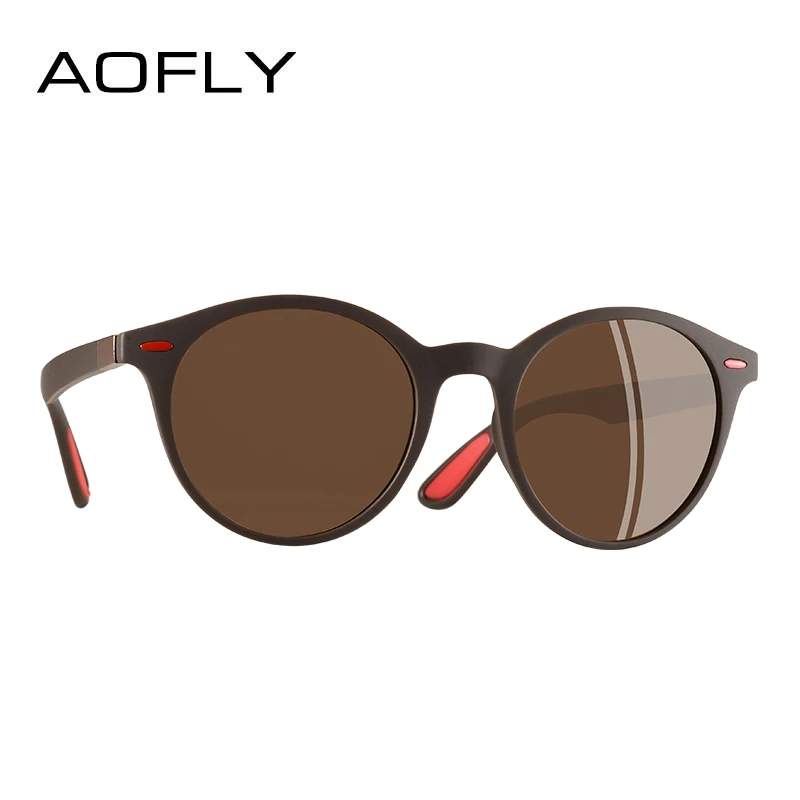 AOFLY, фирменный дизайн, мужские солнцезащитные очки, поляризационные, овальная оправа, солнцезащитные очки для женщин и мужчин, Ретро стиль, унисекс, очки, AF8112 - Цвет линз: C3Brown