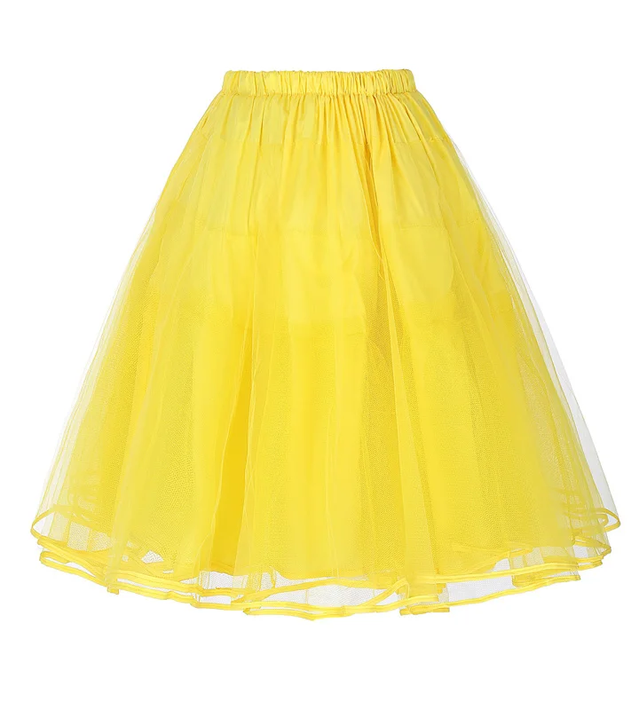 5 Yellow Belle Poque, Модные цветные женские ретро юбки, одноцветные, винтажные, 3 слоя, тюль, сетка, кринолин, юбка, бальное платье, Нижняя юбка - Цвет: 5 Yellow