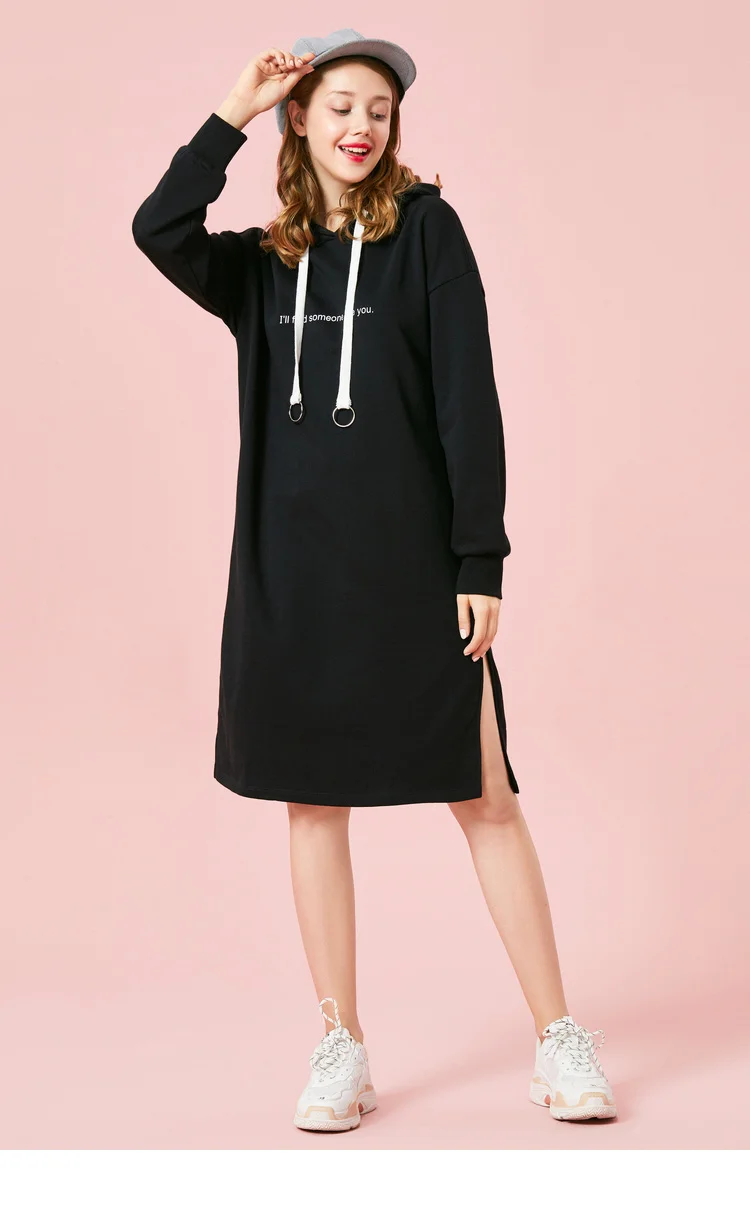 SEMIR женское платье-толстовка с капюшоном, с разрезом, спортивная толстовка, платье с капюшоном на подкладке, с кулиской