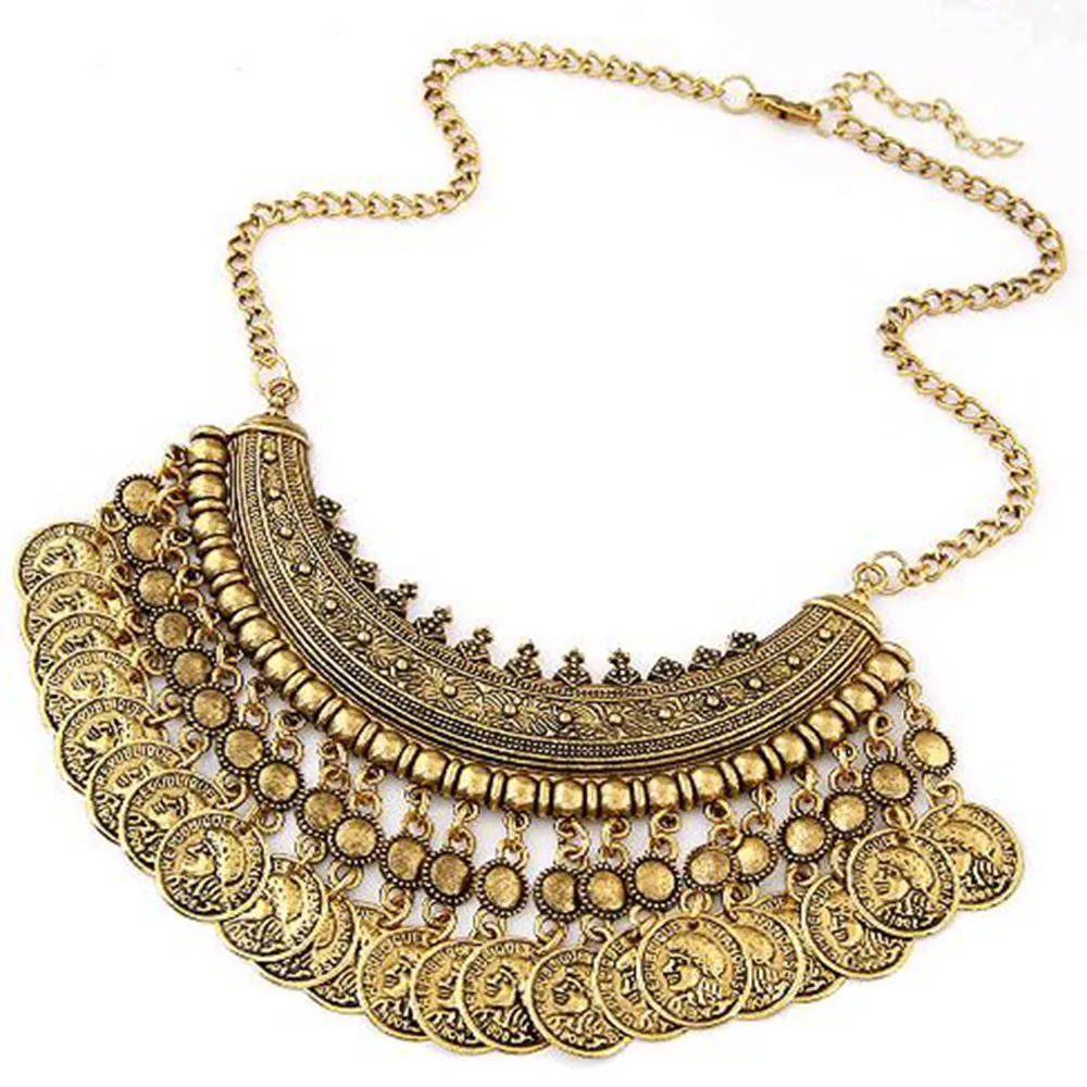2016 Bohemian себе ожерелья с монетками и подвески для Для женщин Collier Femme бижутерии