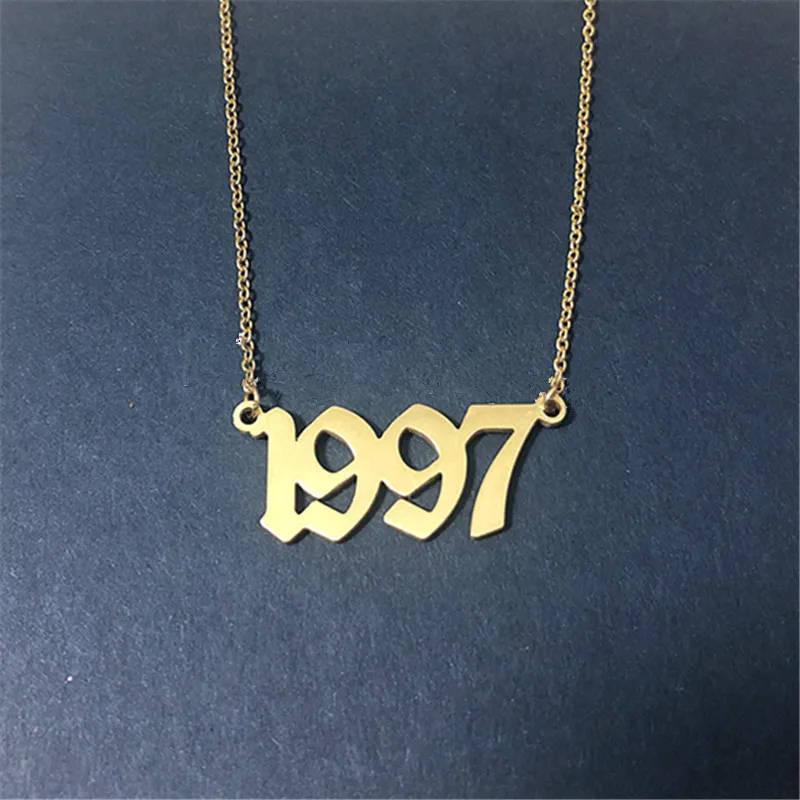 1980 до специальный год на цепочке с цифрами для женщин из нержавеющей стали простое колье-ошейник Collares модные ювелирные изделия подарок на день рождения