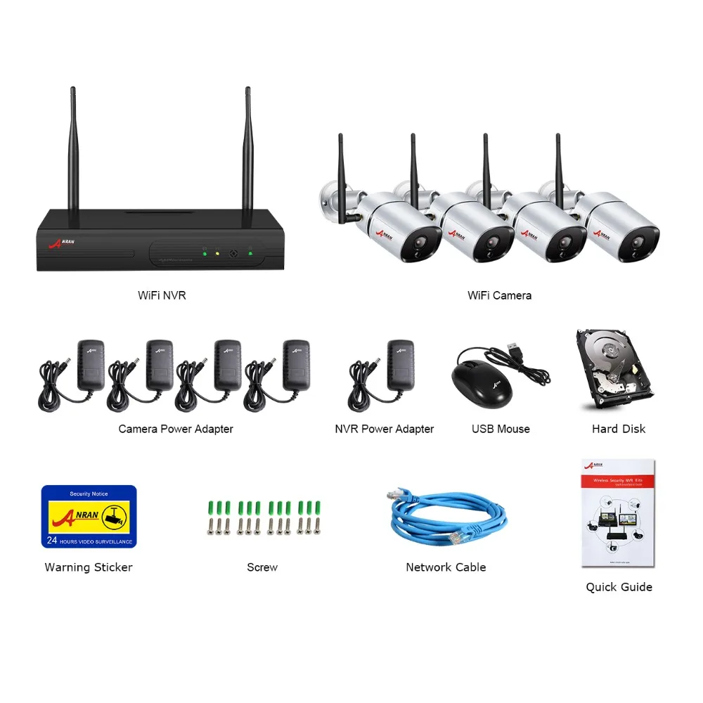 ANRAN 4 канала 1080P камера безопасности системы HD видео DVR рекордер с 2MP Крытый Открытый всепогодный CCTV камера системы