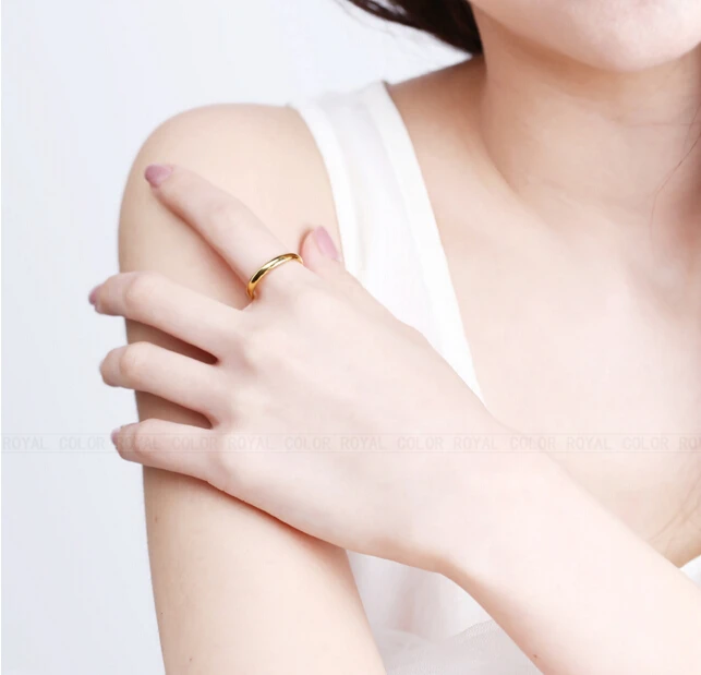 Гладкое кольцо из чистого 24 каратного желтого золота Женское размер США 4 5|ring