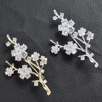 new elegant luxury crystal rhinestone brooch sparkly zircon flower branch brooches pins wedding accessories jewelry lapel pin