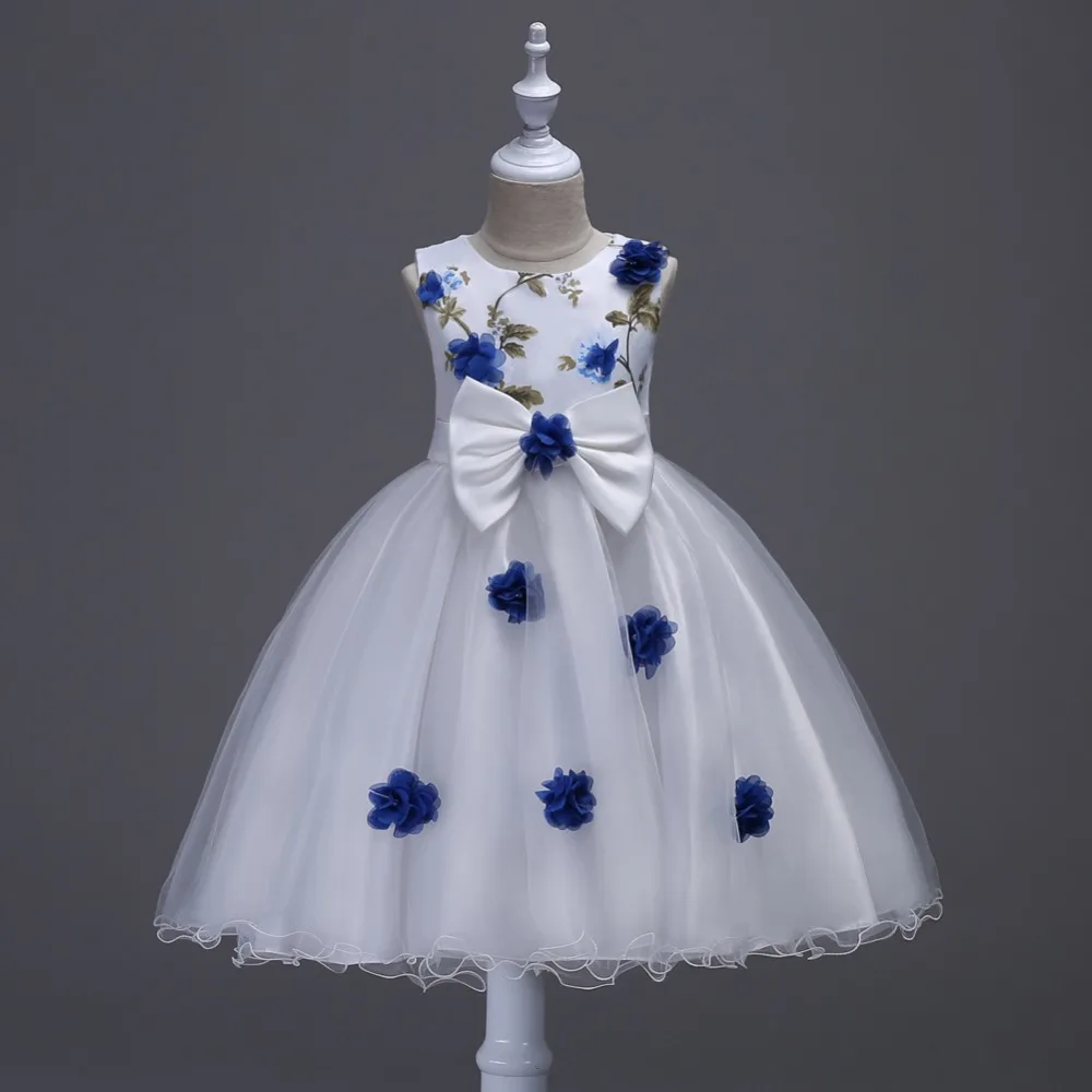 Princess Flower Girls Dresses Big Bow Sweet Appliques Kids Ball Gown Wedding Birthday Children Vestidos | Детская одежда и обувь
