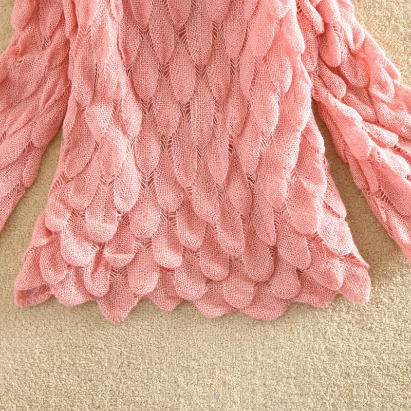 Spring Elegant Knit Jumpers Ladies Sweater Fashion Loose Hollow Out Women Sweaters and Pullovers Cute 3D Sueter Mujer Female | Женская