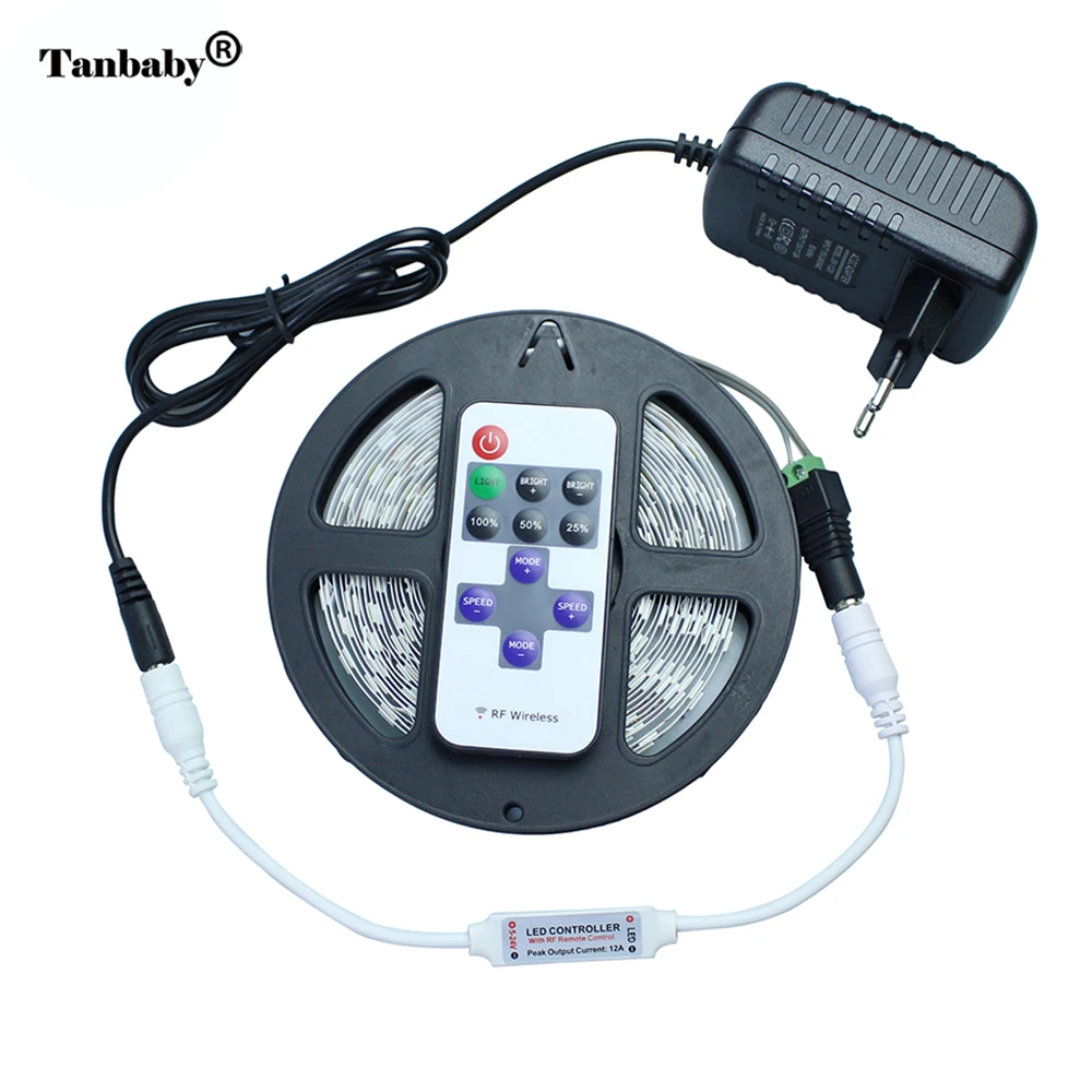 5630 Светодиодный ленточный светильник 5 м 300led DC12V 2A гибкий с контроллером источник