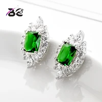 be8 hot sales clip earrings for women party show gifts 5 color square shape cubic zirconia earrings wholsale free shipping e 350