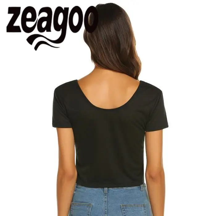 Zeagoo Однотонная повседневная обувь круглым вырезом короткий рукав Для женщин