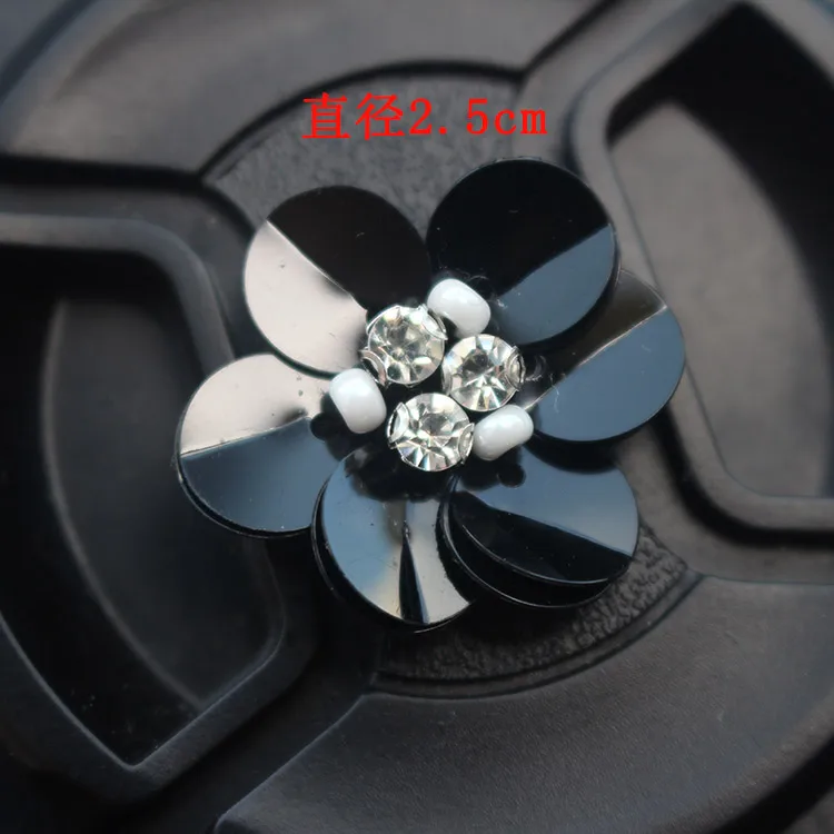 20Pcs black 20 шт./лот красивый черный/белый шесть цветочный пайетки цветы beades цветы модное мини-ткань патч украшения A1133 - Цвет: 20Pcs black