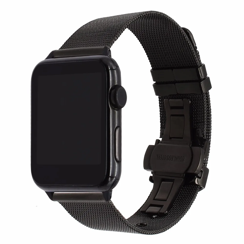 Миланский ремешок для часов + Бабочка Пряжка iWatch Apple Watch 38 мм 40 42 44 серия 5 4 3 2 1 из
