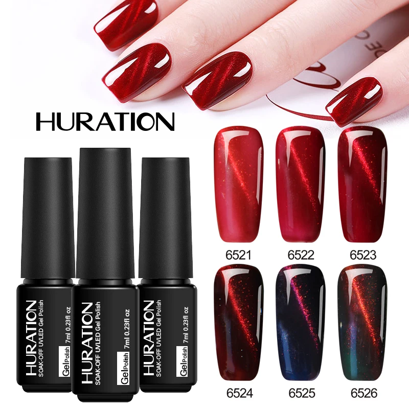 Гель лак Huration New Red 3D кошачий глаз магнитный Полупостоянный Светодиодный УФ для