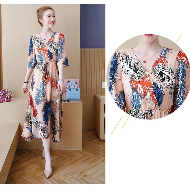 Платье женское шифоновое для отдыха на море Модное Длинное пляжное платье полных