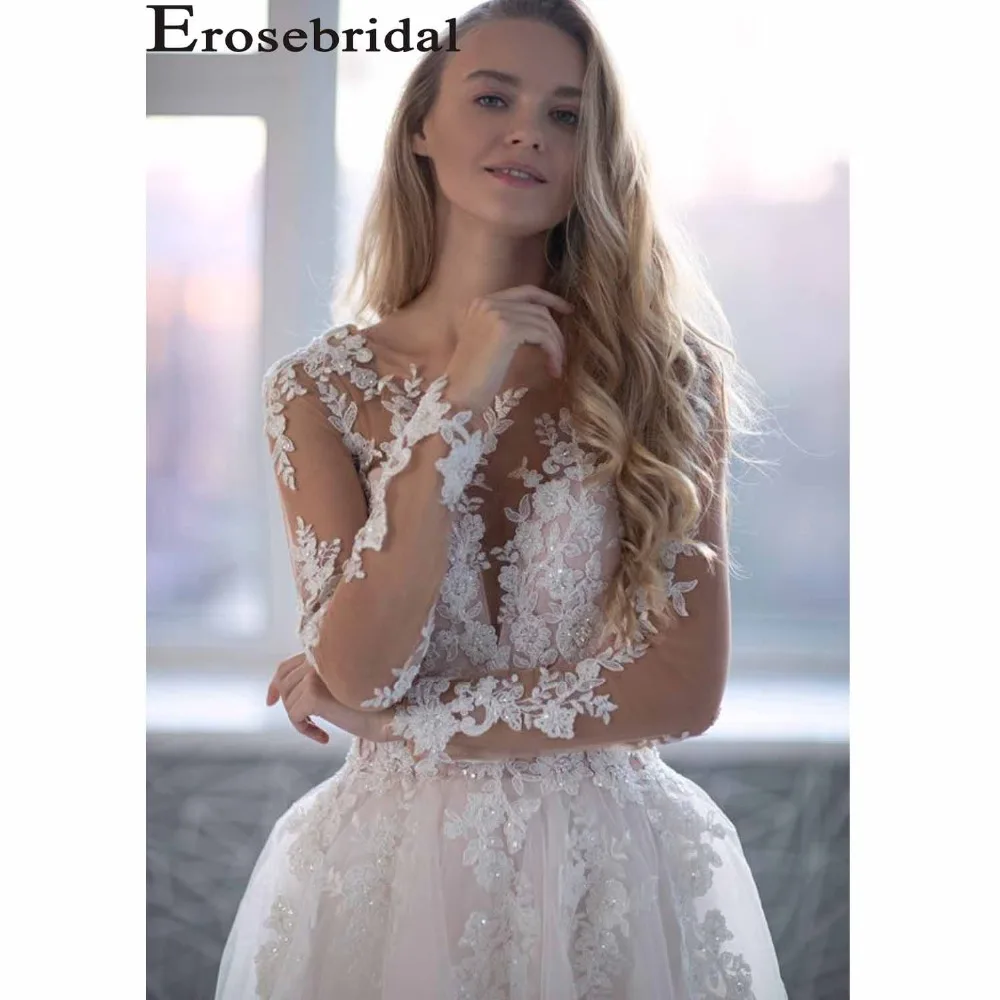 Женское кружевное платье Erosebridal пикантное свадебное с вырезом лодочкой и