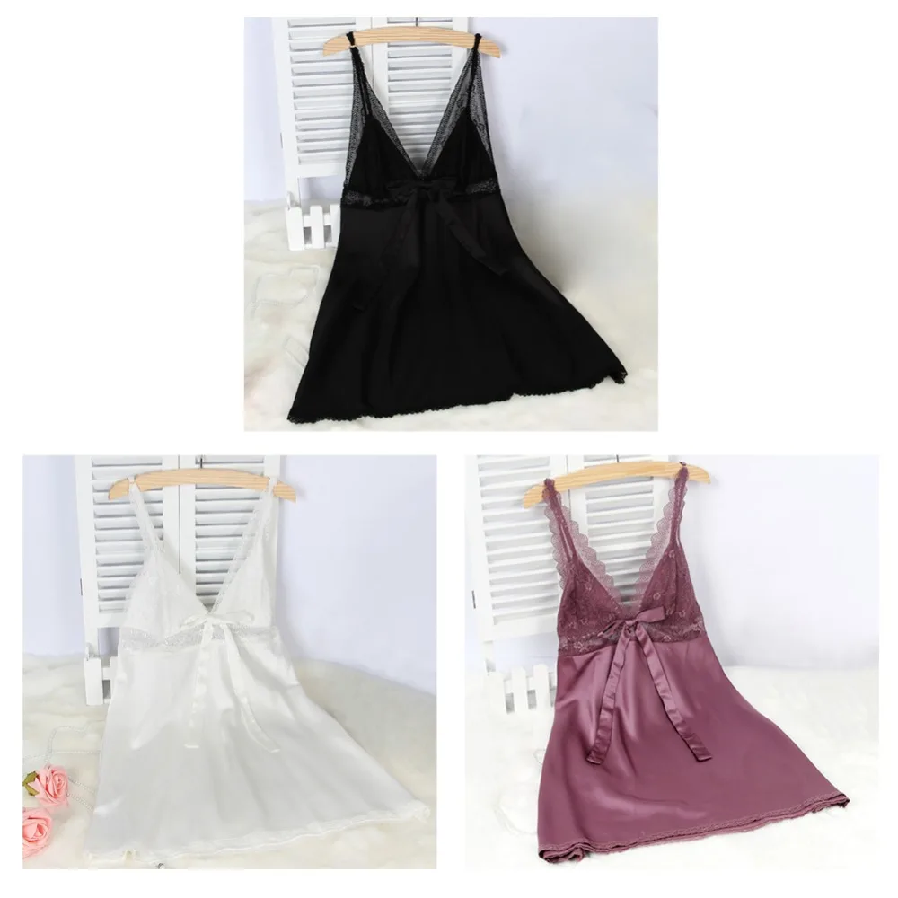 Женская кружевная ночная рубашка из искусственного шелка сетчатые атласные