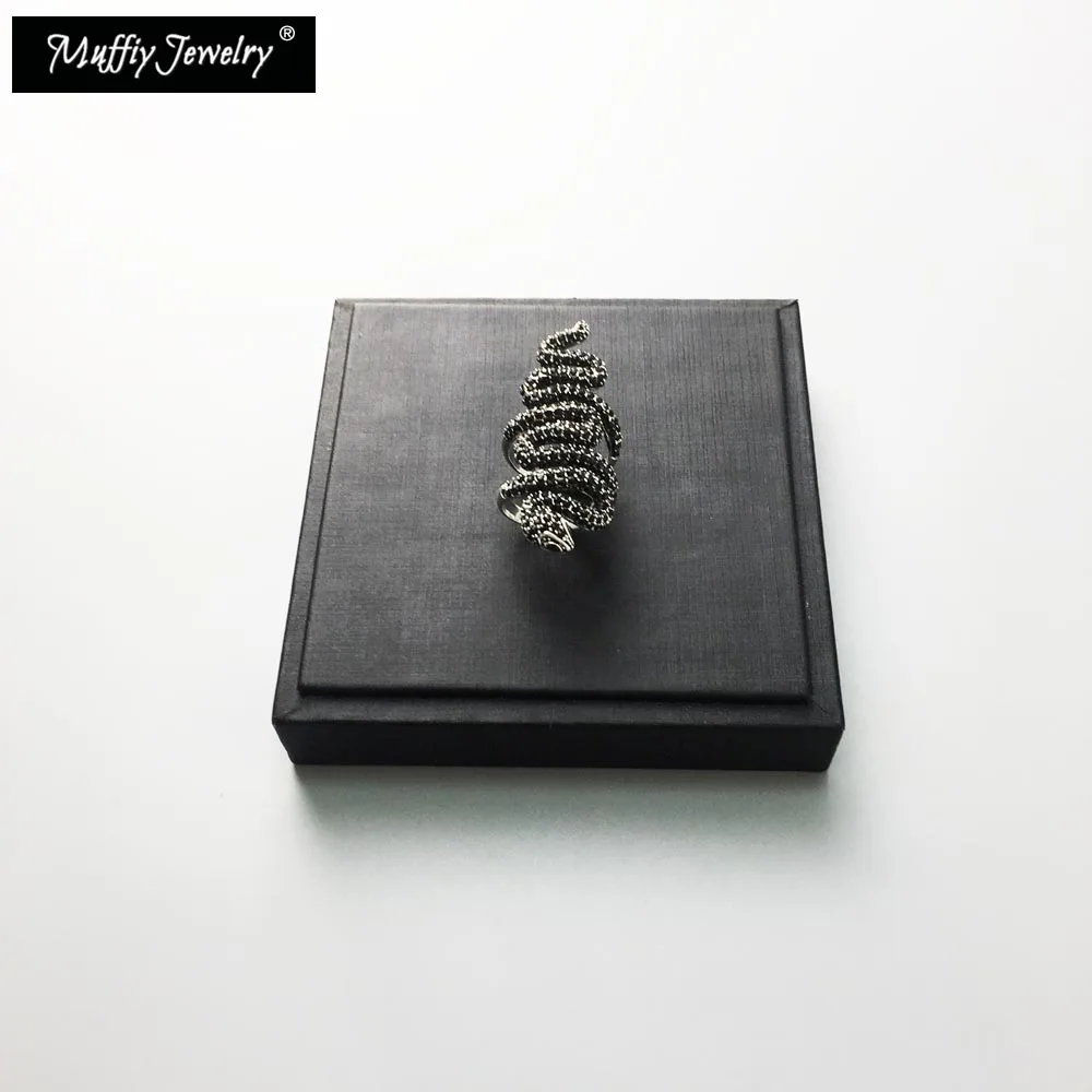 Длинное черное кольцо в виде змеи хорошие ювелирные изделия для мужчин и женщин