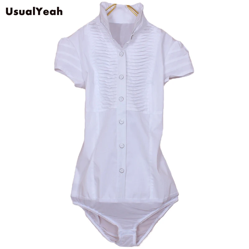 Летняя стильная модная элегантная плиссированная офисная рубашка с коротким
