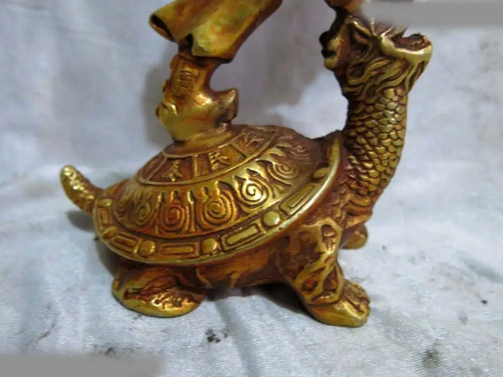 9&quot China brass carved beautiful sculpture Handsome Monkey King on turtle Statue | Дом и сад