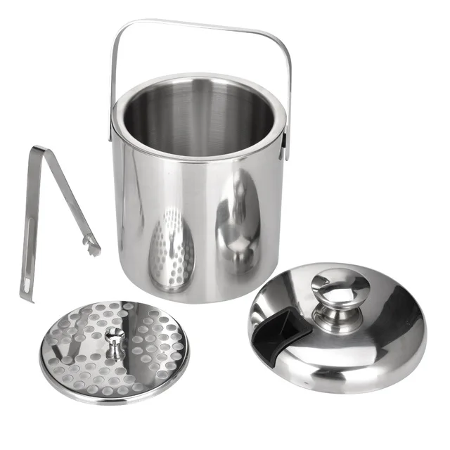 1300ML Stainless steel Ice Cube Container Double Walled ice bucket as container with tongs and lid Dropship | Дом и сад