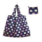 Популярная Складная переработанная сумка для покупок, Экологичная сумка, Мультяшные Цветочные Фрукты, продуктовые сумки с вырезами для путешествий с кошками