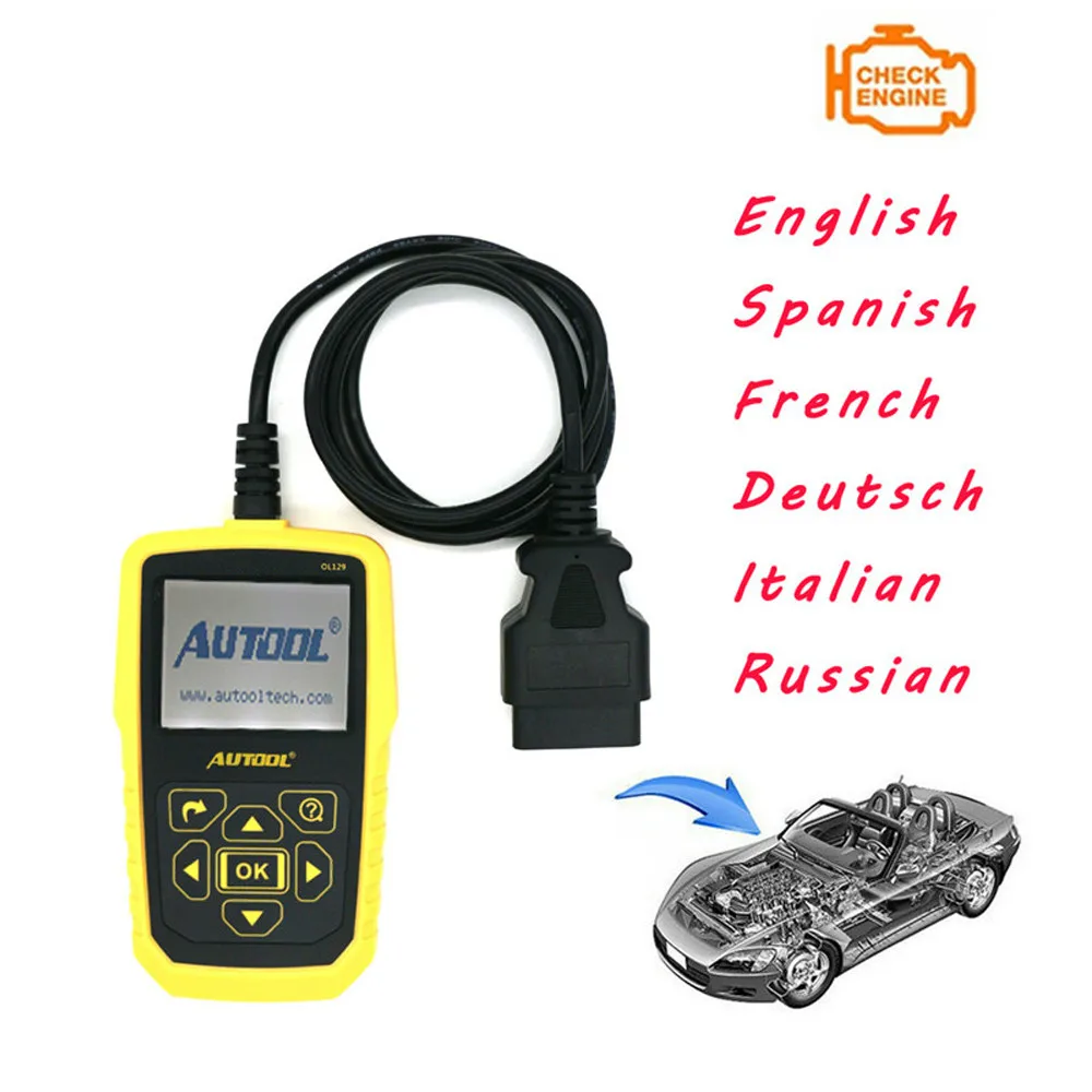 TLXC считыватель кода для AUTOOL OL129 Батарея монитор и OBD/EOBD + может инструмент