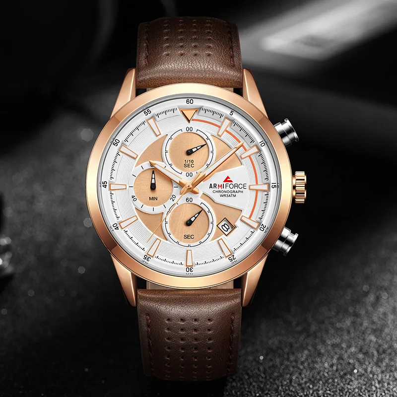 ARMIFORCE новый бренд Для мужчин кварцевые часы хронограф спортивные мужской