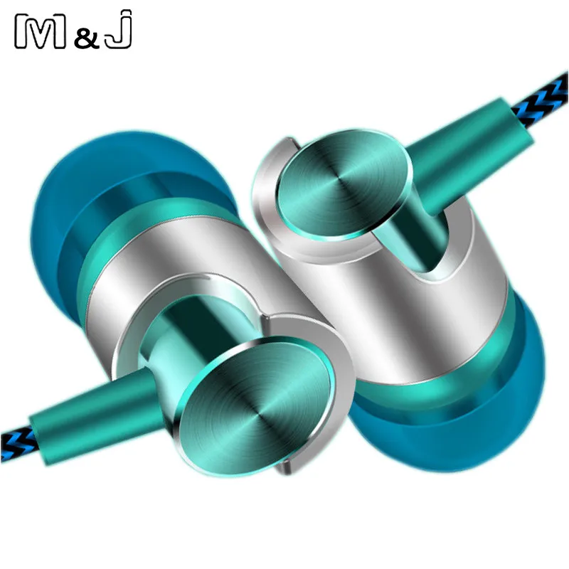 M& J J7, 3,5 мм, портативные стерео наушники с басами, наушники с канатной проволокой, гарнитура с микрофоном для iPhone, Xiaomi, huawei, samsung - Цвет: Blue