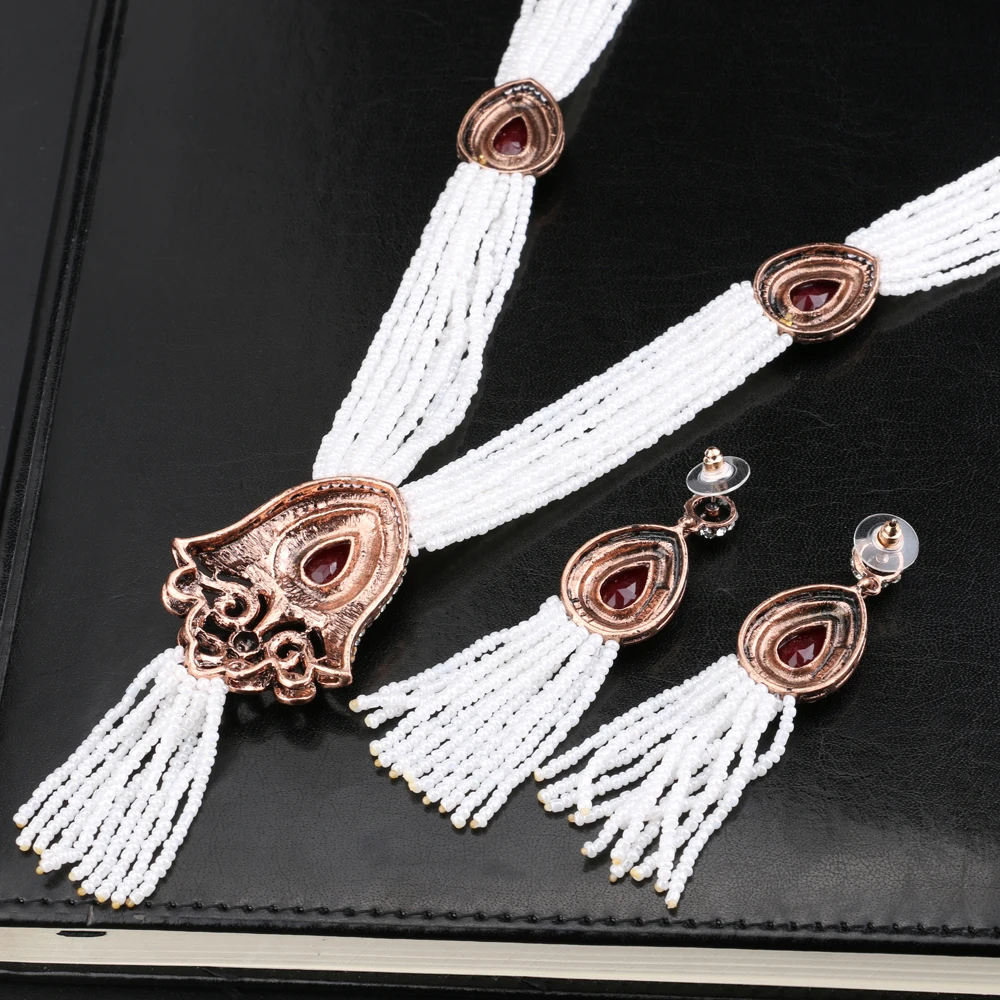 Женский Свадебный комплект из колье и серёг Kinel вечерние серьги ручной работы с