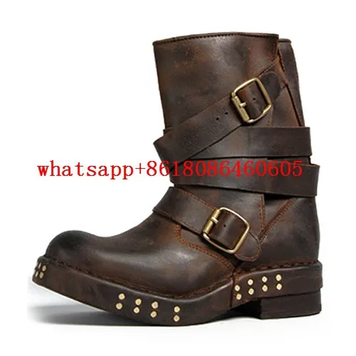 Choudory/Chaussure Femme Зимние ботильоны ковбойские сапоги из натуральной кожи чулки мотоциклетные армейские Байкер Ботинки женщина