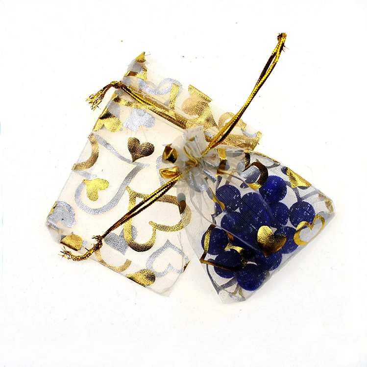 9*12 см 50 шт. подарочные пакеты в форме сердца белого золота для ювелирных