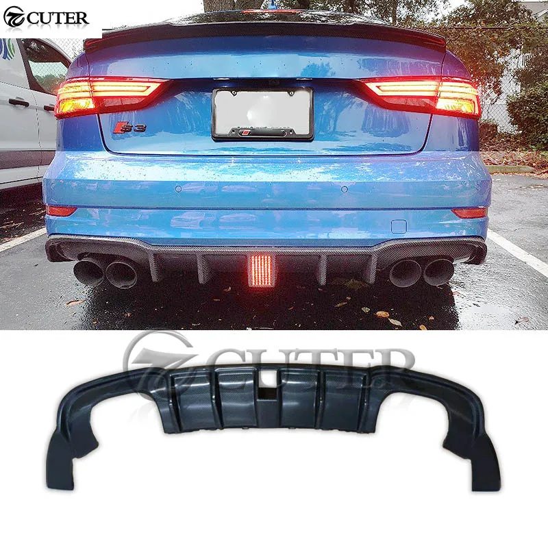 Губа диффузора заднего бампера из углеродного волокна A3 со светодиодный ными