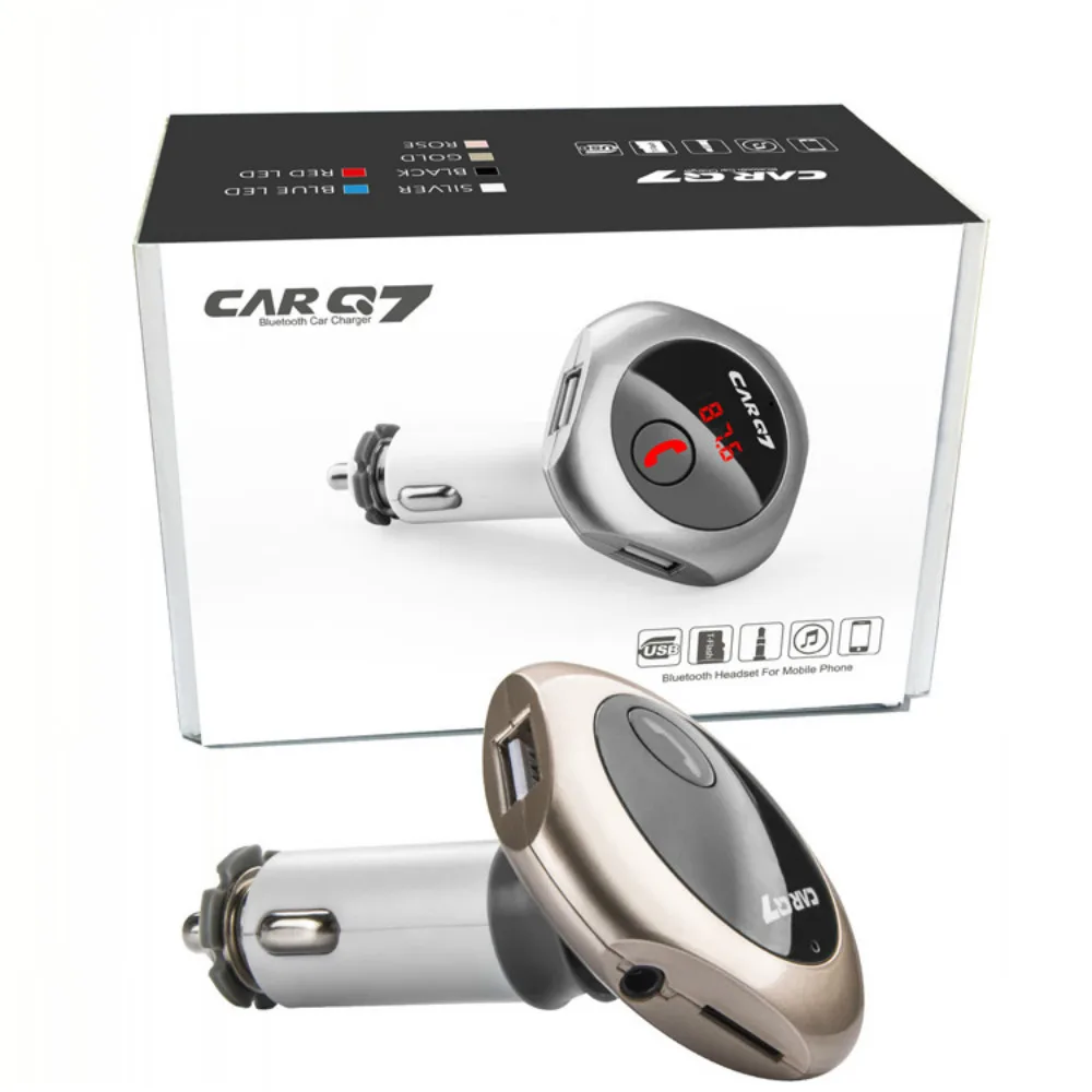 Car mp3 Bluetooth music player car dual USB charging socket one button hands-free FM transmitter | Электроника