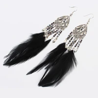 vintage bohemia feather tassel drop earrings for women long earrings hanging dangle earring female jewelry brincos