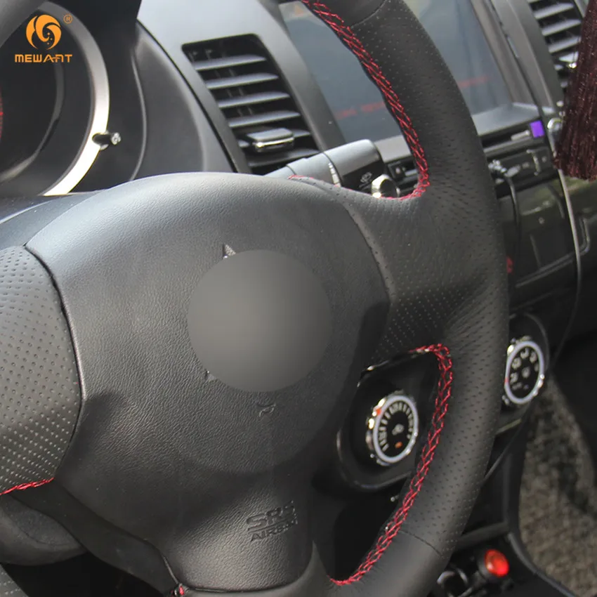 Оплетка рулевого колеса MEWANT для Mitsubishi Lancer EX 10 X Outlander черная из натуральной кожи