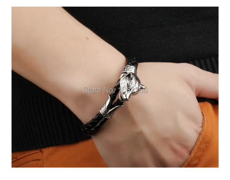 Новое поступление модный стиль нержавеющая сталь Байкерский браслет с волчьей