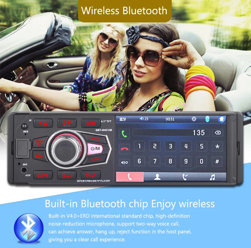 1 Din автомобильное радио FM/USB/AUX in/SD MP3-плеер Bluetooth 4032UM HD экран рулевое колесо/пульт дистанционного управления Камера просмотра Авторадио