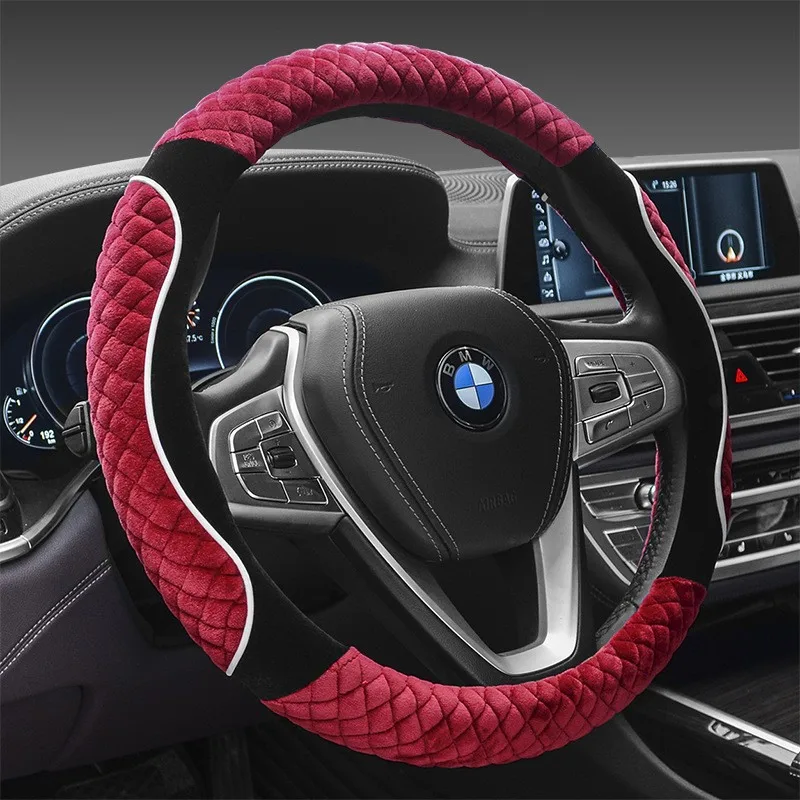 Плюшевый чехол для руля теплый нескользящий демпфирующий зимой|plush steering wheel