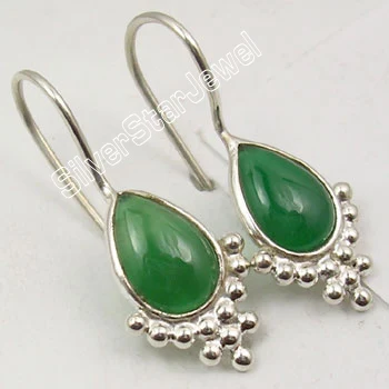 GREEN ONYX Chanti Международный Серебряный Эксклюзивный Красный Гранат Сделано в Индии висячие серьги 2,8 см - Окраска металла: GREEN ONYX