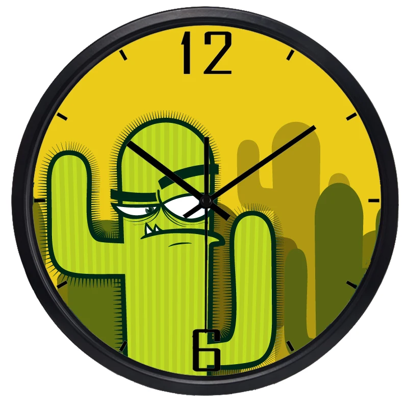 

Cartoon Interesting Cactus Plant Lovely Wall Clock, Kids Room, Living Room Dustproof Durable Slient Clock