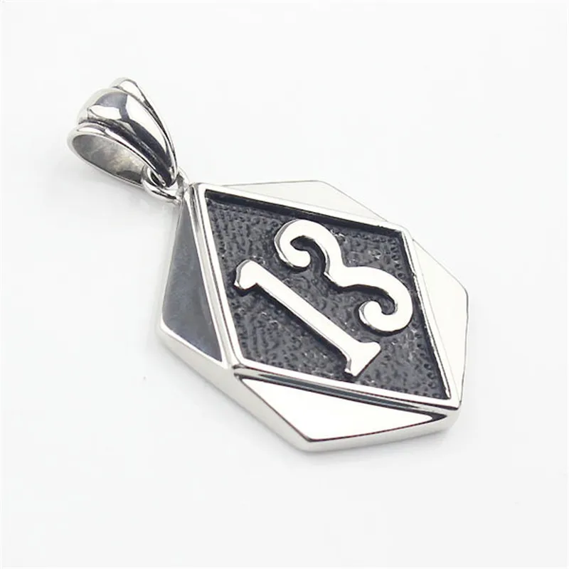 Cool Men's Silver color 316L Stainless Steel Lucky 13 Biker Motorcycle Club Pendant | Украшения и аксессуары