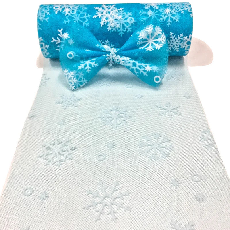 6inch*10Y Snowflake Printed Organza Tulle Rolls for Christmas Decoration Frozen Party Tutu Skirt Wedding Dress Supplies Deco | Дом и сад