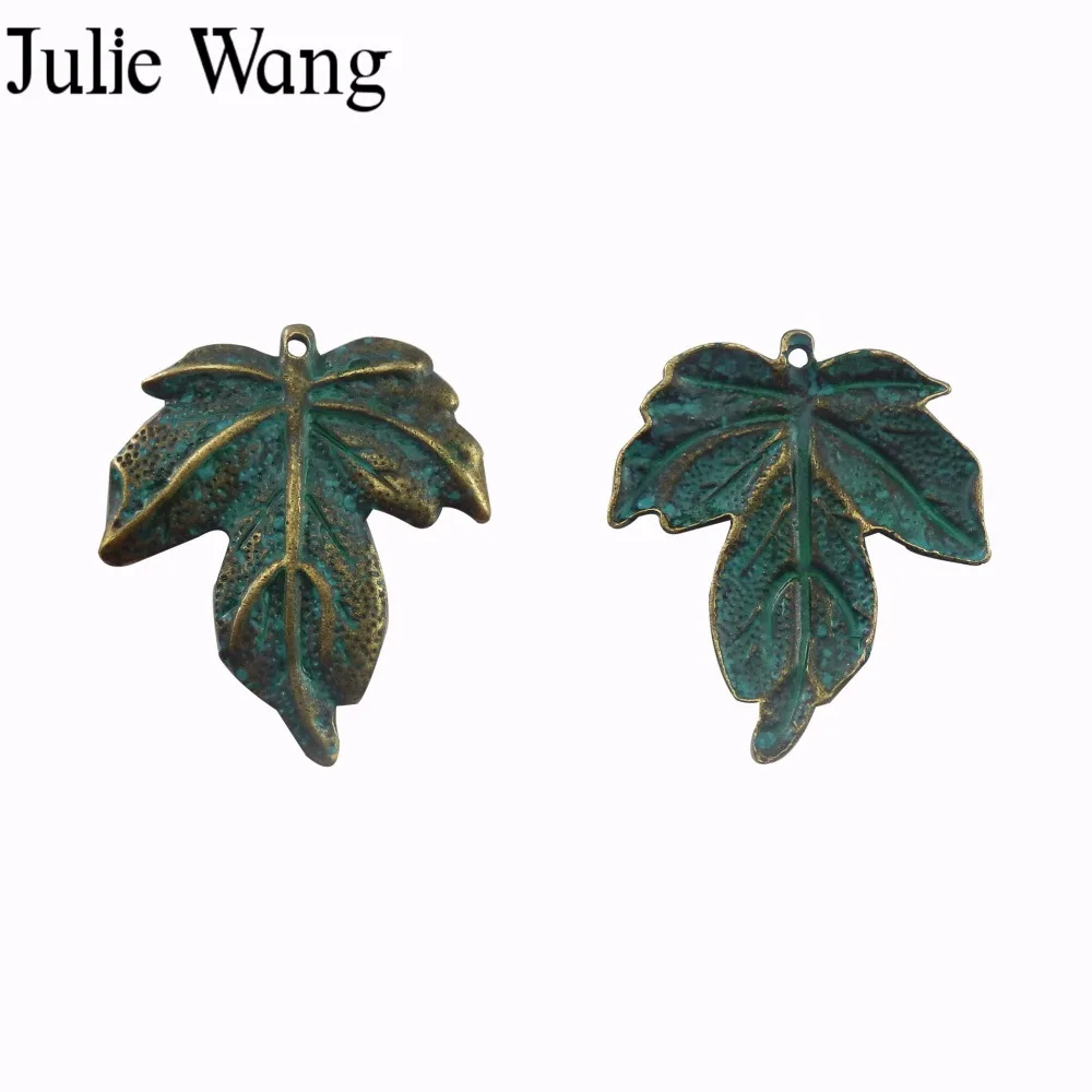 Julie Wang 5 шт. сплав античная зеленая бронза большие листья очаровательные ожерелья