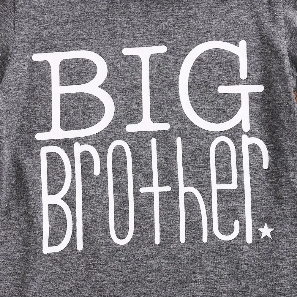PUDCOCO/Милая футболка для мальчиков с надписью «Big Brother», повседневный летний костюм серого цвета с надписью для малышей, От 1 до 6 лет