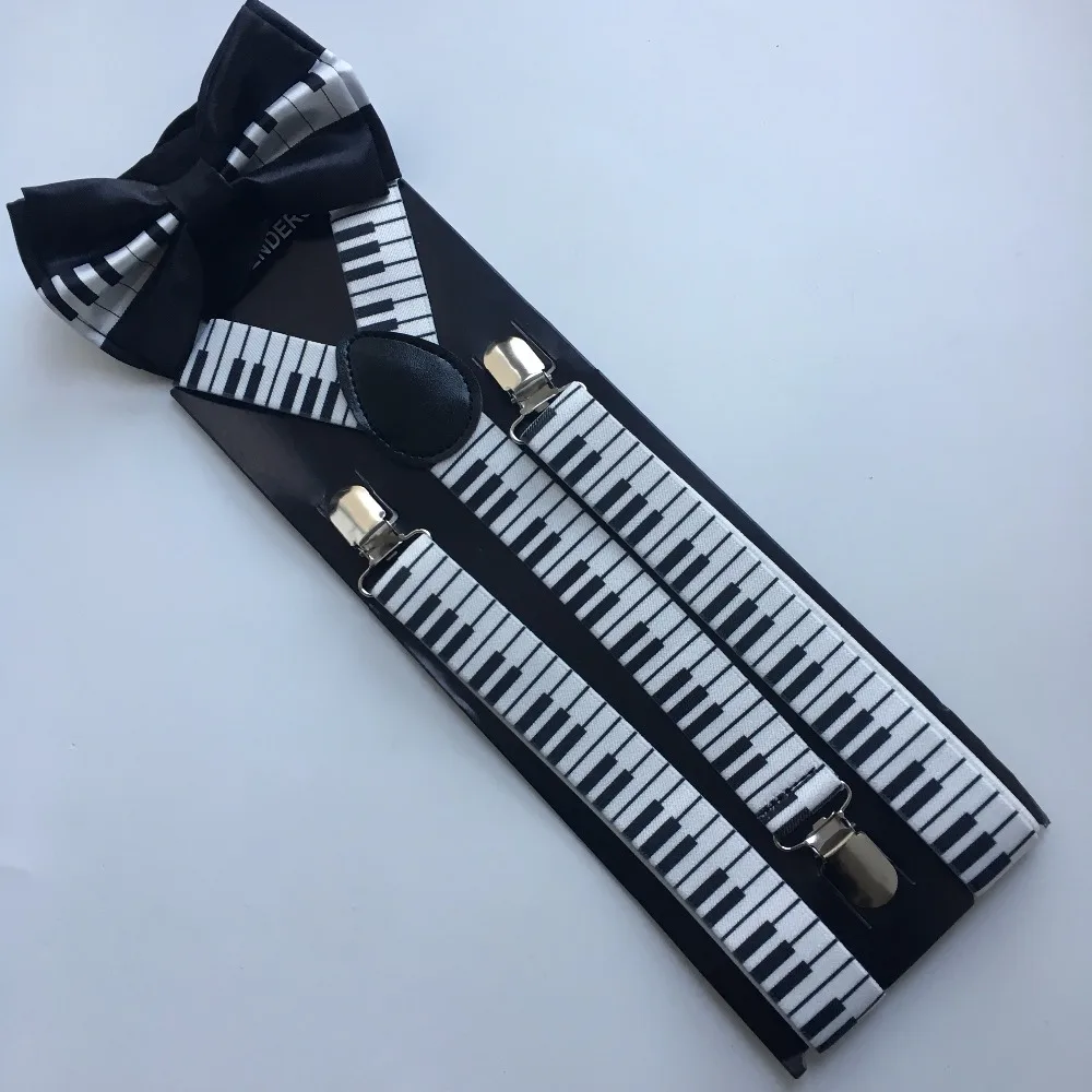 

Fashion Supply Of Men's Piano Bowtie Version of The Piano Print Adult Straps Three Clip Strap Clip Suspenders