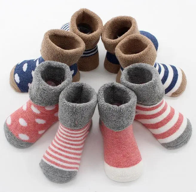 4 пары/Лот теплые зимние детские носки милые мягкие осенние для новорожденных