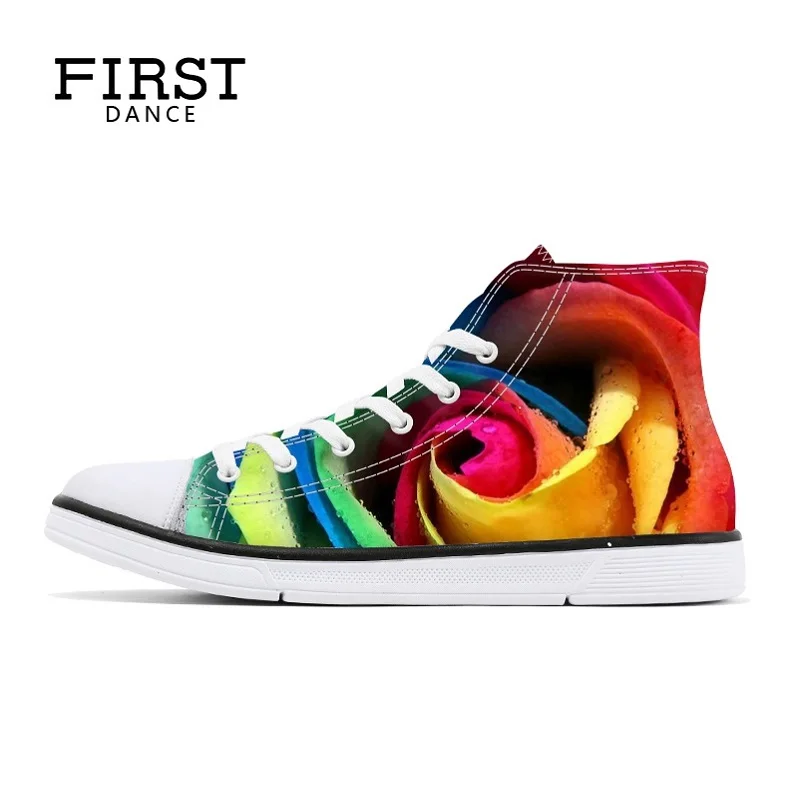 FIRST DANCE Black Fashion Skull High Top Classic Canvas Shoes Men Luxury Brand Casual Custom 3D Print Dropshipping Spring | Обувь
