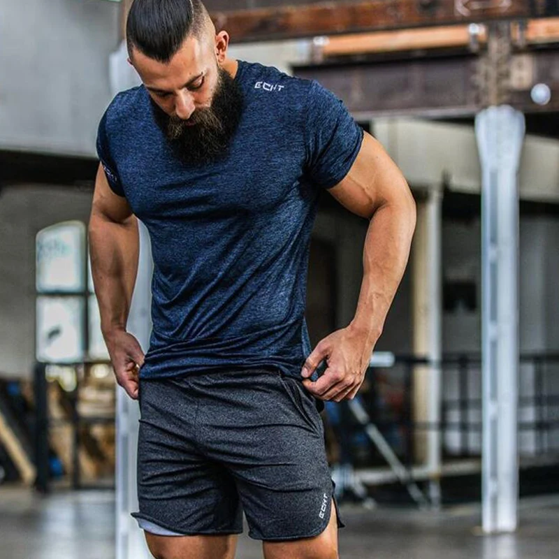 Новая мода Для мужчин спортивные вытаскивание шорты брюки хлопок Бодибилдинг