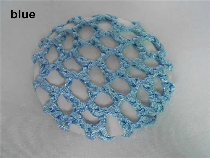 blue 60 шт./лот Best продажи Упругие Вязание волос Snood Бун Обложка Hairnet Балетные Костюмы Танец катание сетки Бун Обложка - Цвет: blue