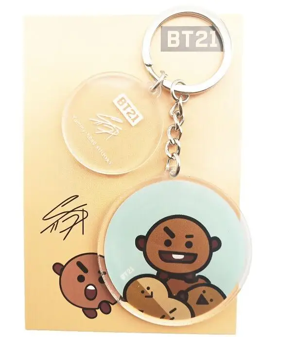Новый 1 компл. Мультфильм BTS bt21 милые брелок для ключей ювелирные аксессуары