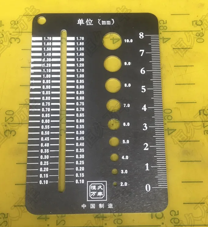 

105x66mm . Stainless steel wire diameter gauge